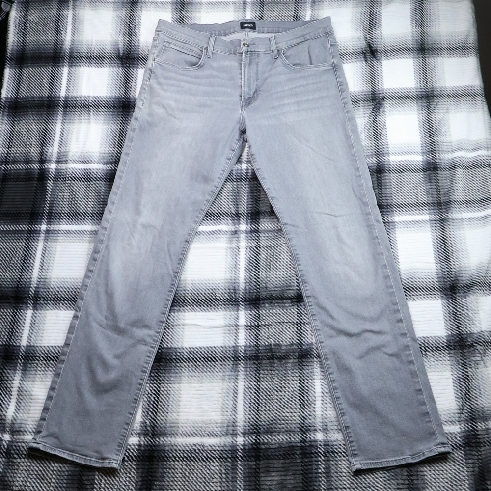 Hudson Byron Otto Slim Straight Grey Jeans Mens 36x33" Zip Fly Denim Pants